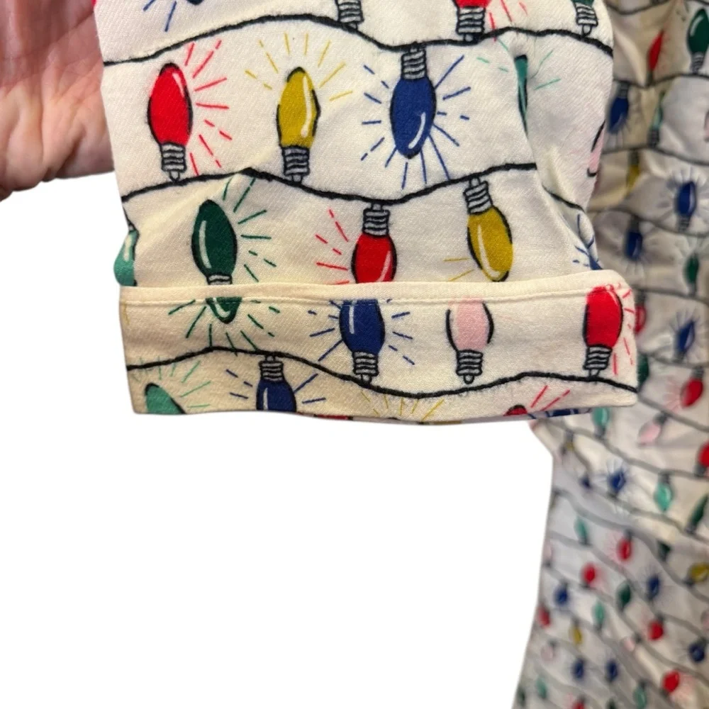 Hanna Andersson Adult Holiday Christmas Light Flannel Pajamas Sz L - Picture 2 of 13